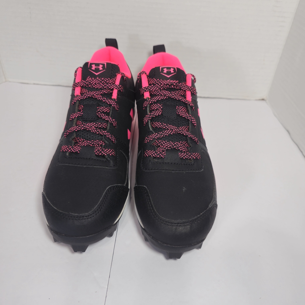 Under Armour Black and Pink Cleats Womens Sz 5.5Y Baseboll - Picture 4 of 12